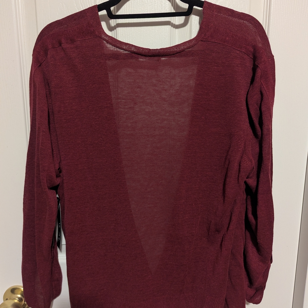 NIC+ZOE Burgundy Open-Front Cardigan Plus Size 1X - Picture 2 of 8